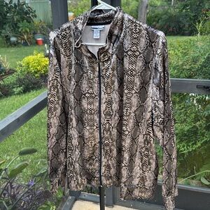 Mirror Image 3x snake animal print with gold flakes full zip jacket/coat NWOT